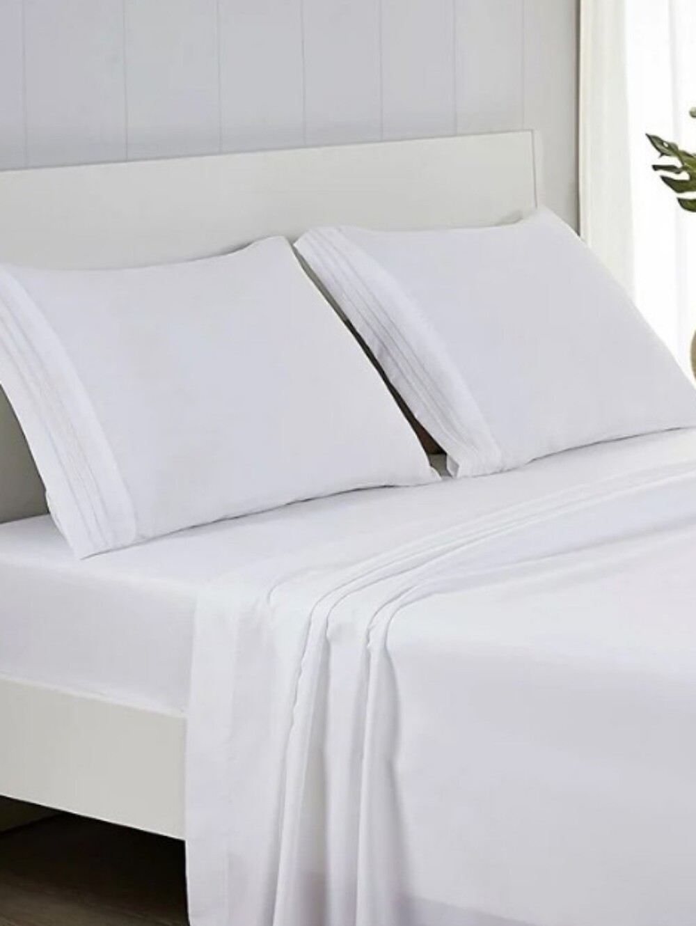 Resident 100% White Cotton Queen Sheet Set 300 Thread Count New